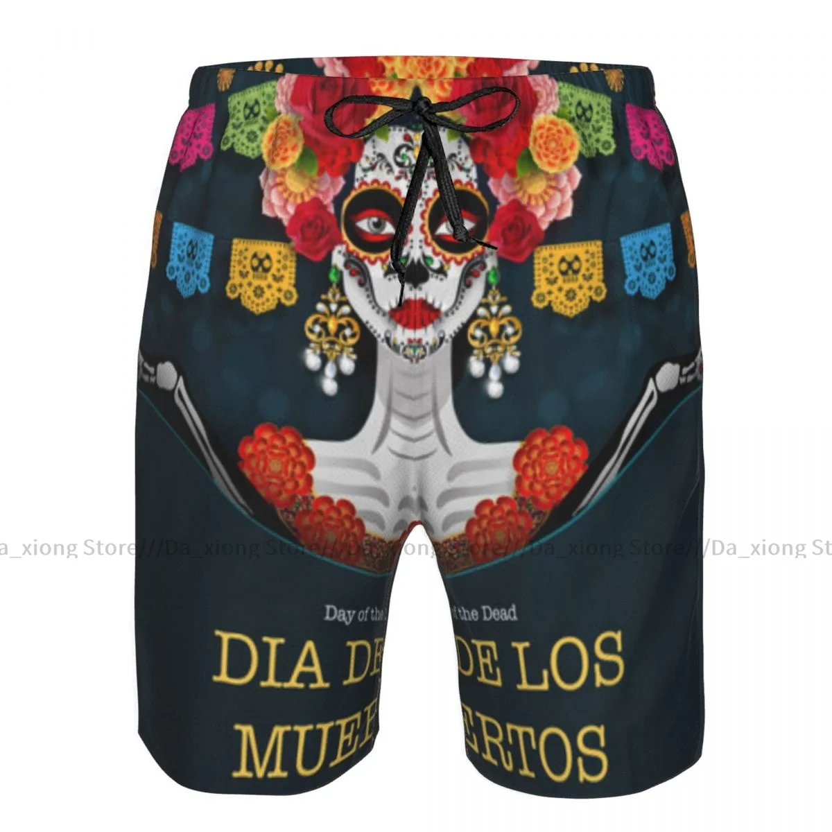 Men Beach Short Quick-drying Swimming Trunk Day Of The Dead Sugar Skull Swimwear Swimsuit Bathing Shorts