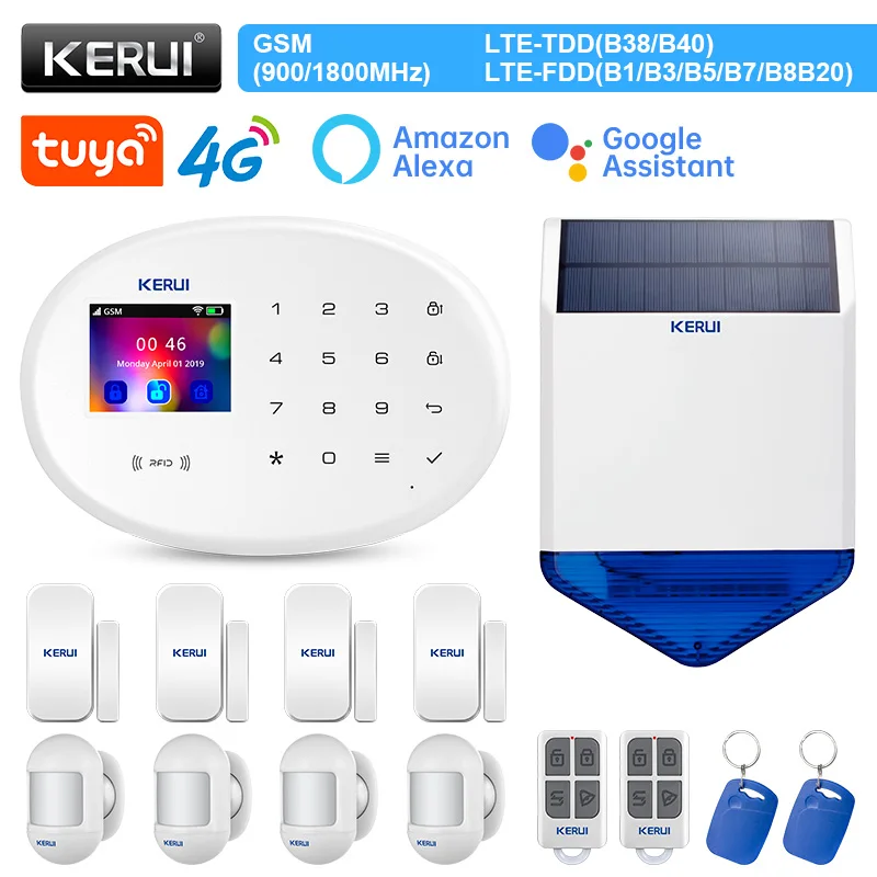 

KERUI Tuya Smart Security System W204 4G Alarm Panel WIFI GSM Alarm System Motion Sensor Detector Door Sensor Siren