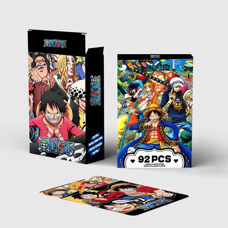 Anime ONE PIECE 60pcs Lomo Card + 32pcs Stickers Game Gear 5 NIKA Luffy Zoro Sanji Nami Shining Card Collections Battle Toy Gift