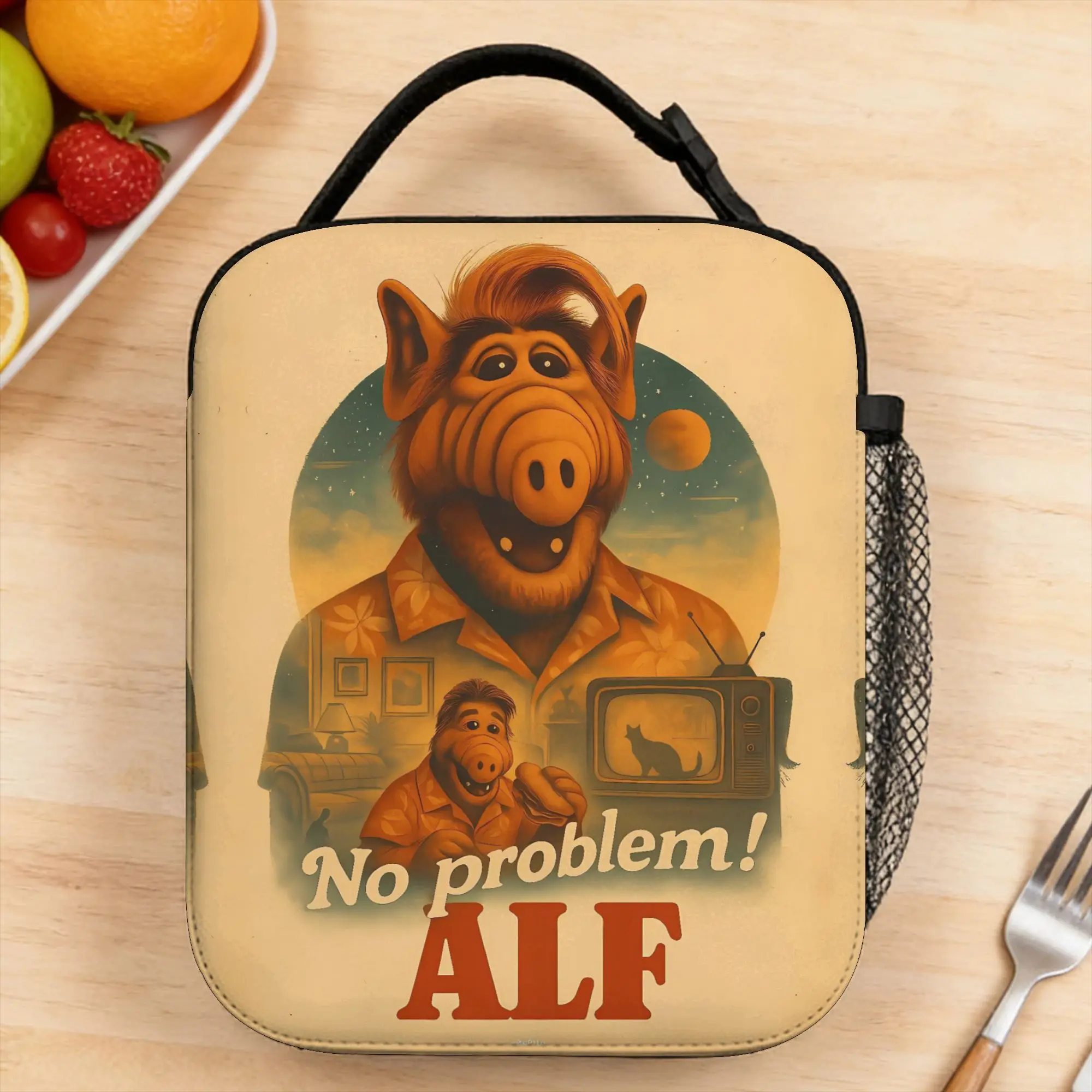 Bolsa de Almoço Alf Thumbs Up Casual para Piquenique ao Ar Livre, Lancheira Térmica Portátil com Estampa