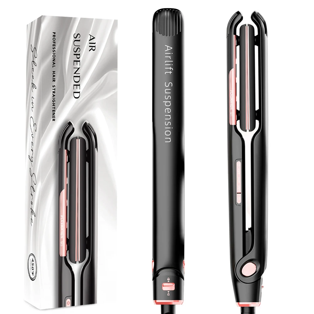 Suspended Floating Hair Straightener Curler 2 In 1 Plasma Flat Iron 450F / 230C Ceramic Plate Straightening Irons Smooth Frizz