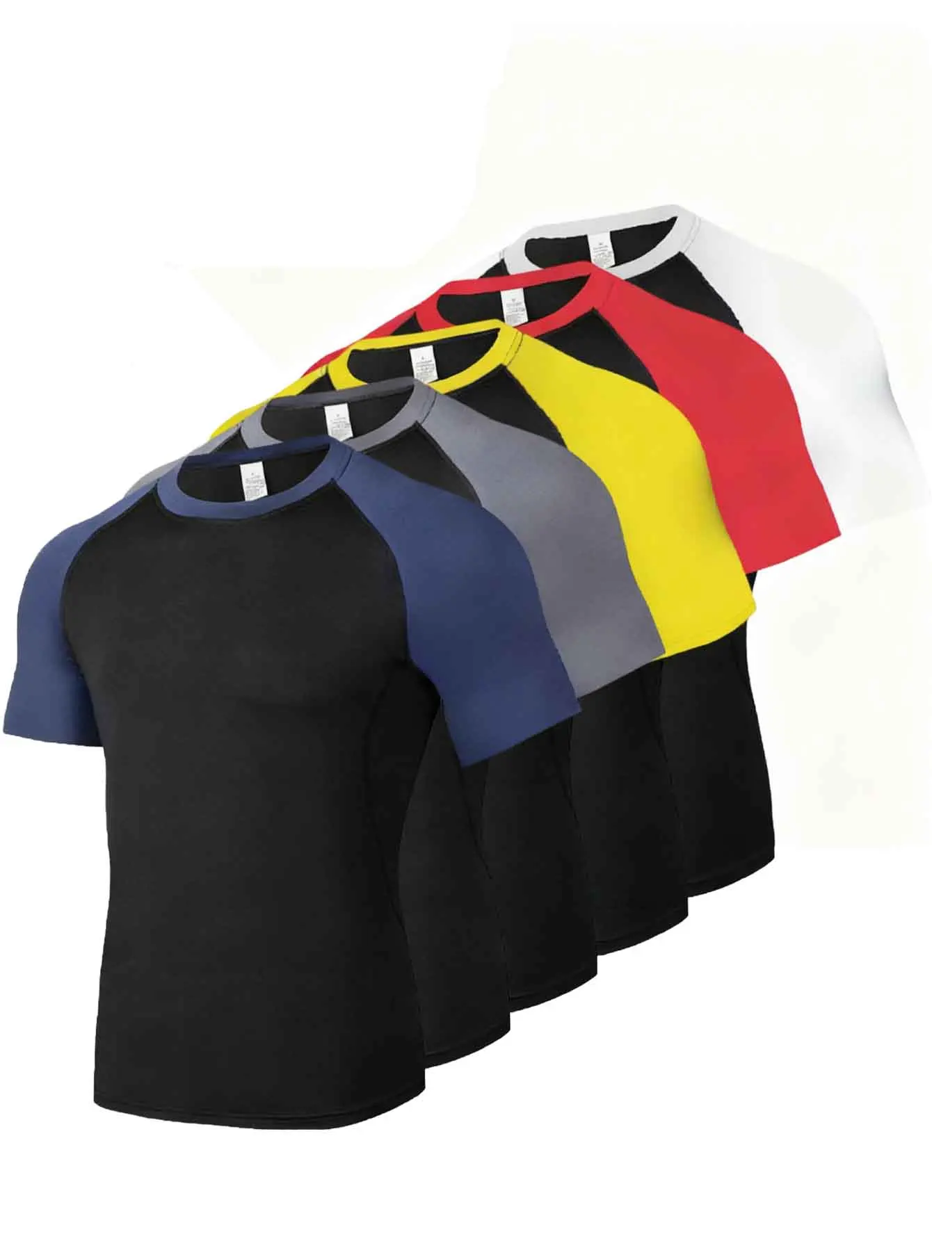 

5 Pack Men's Sports Shirt Running Training Compression Shirt Fitness Bottom Long Sleeve Quick Dry Breathable Top