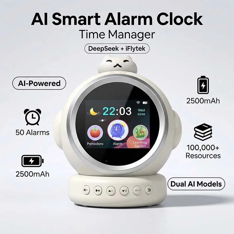 Smart AI Alarm Clock for Kids Ok to Wake Children with Sleep Training and Sound Talking Robot Toy Birthday Gift for Boy Girls