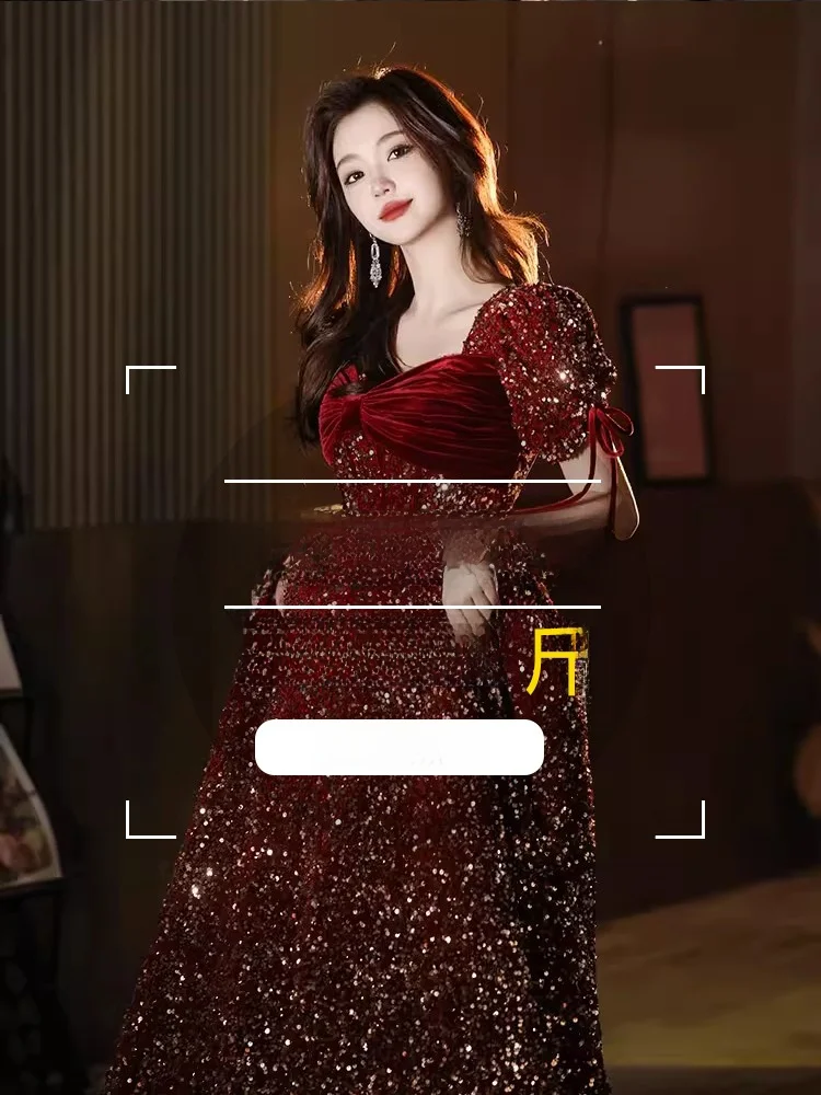 

Вечернее платье для свадьбы 2025 года, красное, больших размеров, стройнящее, с возможностью индивидуального пошива, для помолвки, класса люкс, скрывающее живот, с коротким рукавом