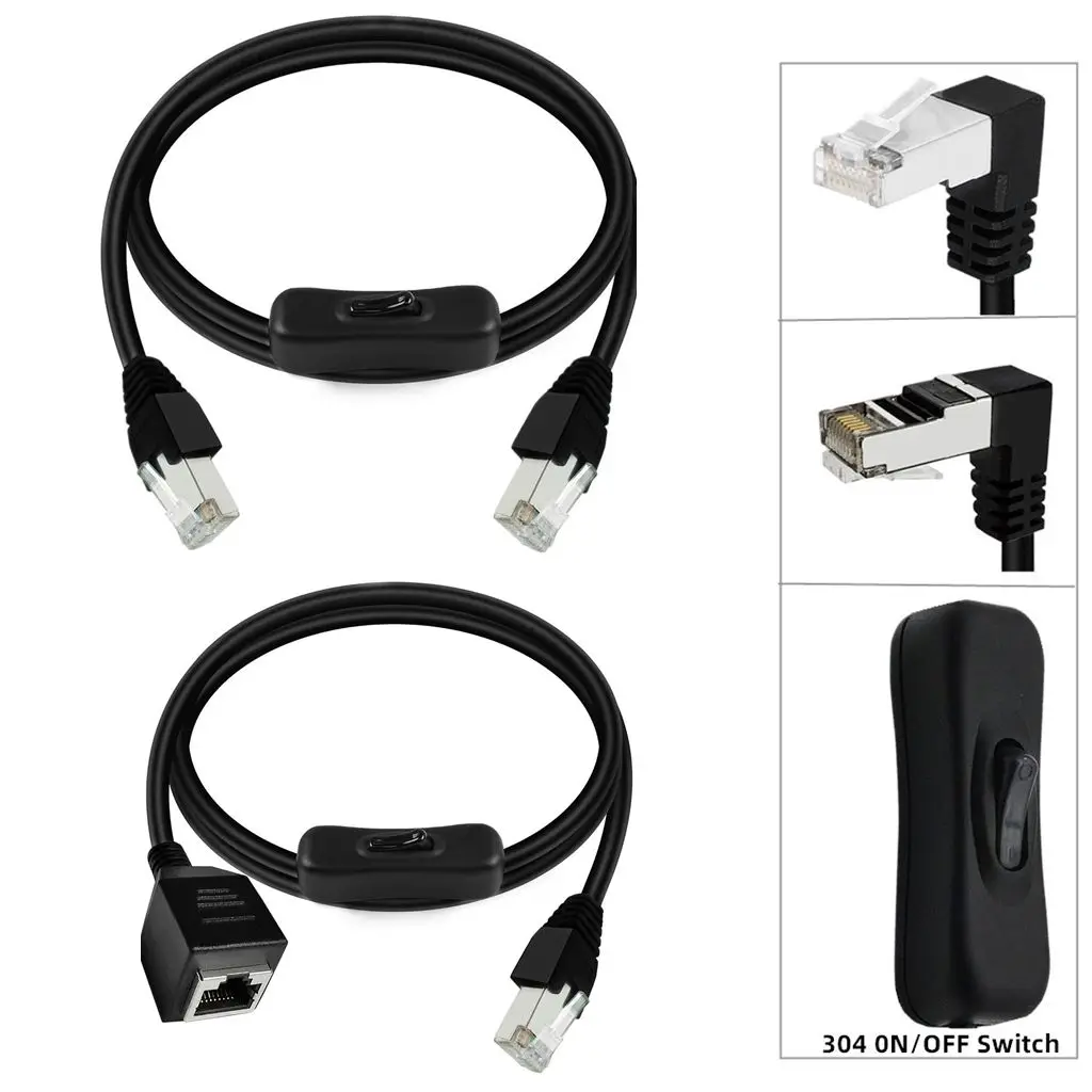 Gigabit Cat6e Network Jumper With 304 Switch RJ45 Ethernet Network Male To Female Extension Cable Compatible With Cat5 6A Cat5e