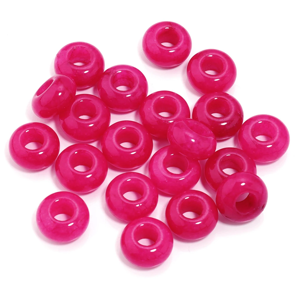 6 stks 14x8mm Natuursteen Kralen Amethist Tijgeroog Agaat Jade Abacus Vorm Big Hole Losse Kralen voor Sieraden Maken DIY Armbanden