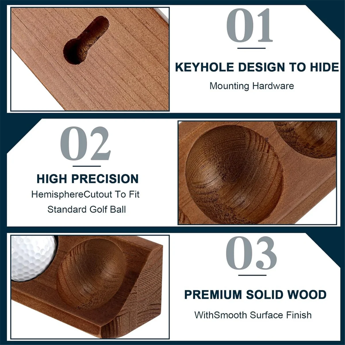 Popular_Golf Ball Display Case 6 Standard Size Wall Mount Golf Ball Stand
