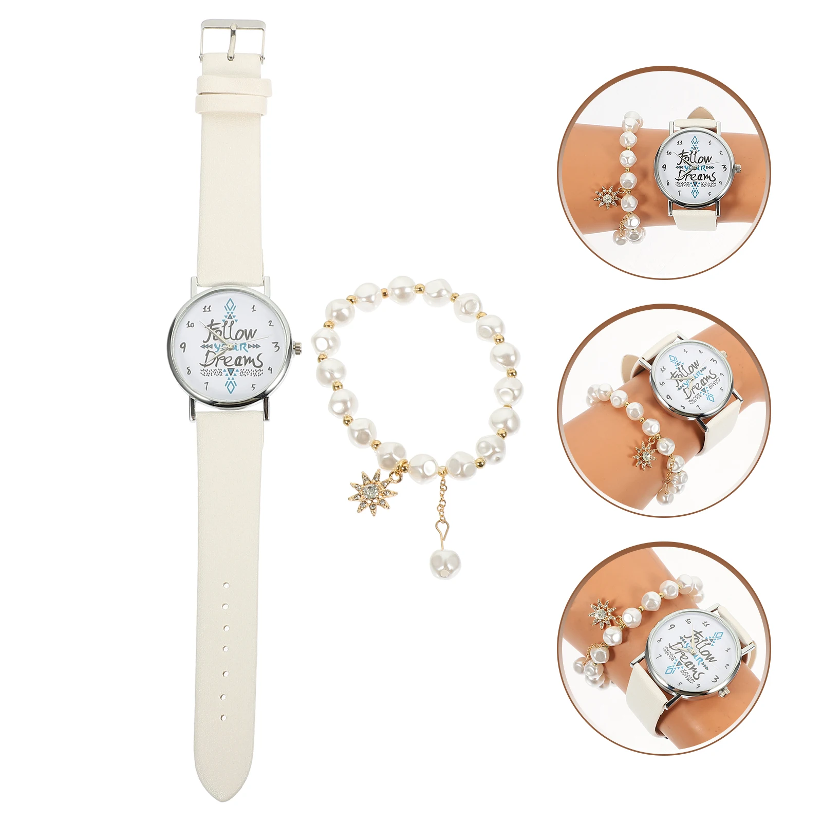Women Watch Set High Grade Glass Alloy Precise Movement Adjustable Strap Girl Gift Stylish Bracelet Ladies Quartz Wristwatch