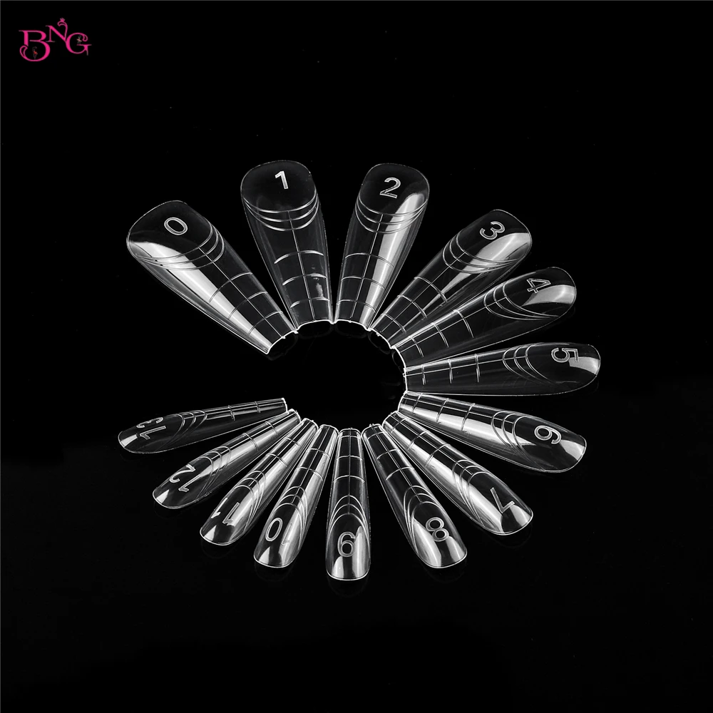 BNG Ballerina Nail Dual Forms for Poly Extension Gel Reusable Full Cover Acrylic/Builder Nail Molds of Manicure Art for Salon