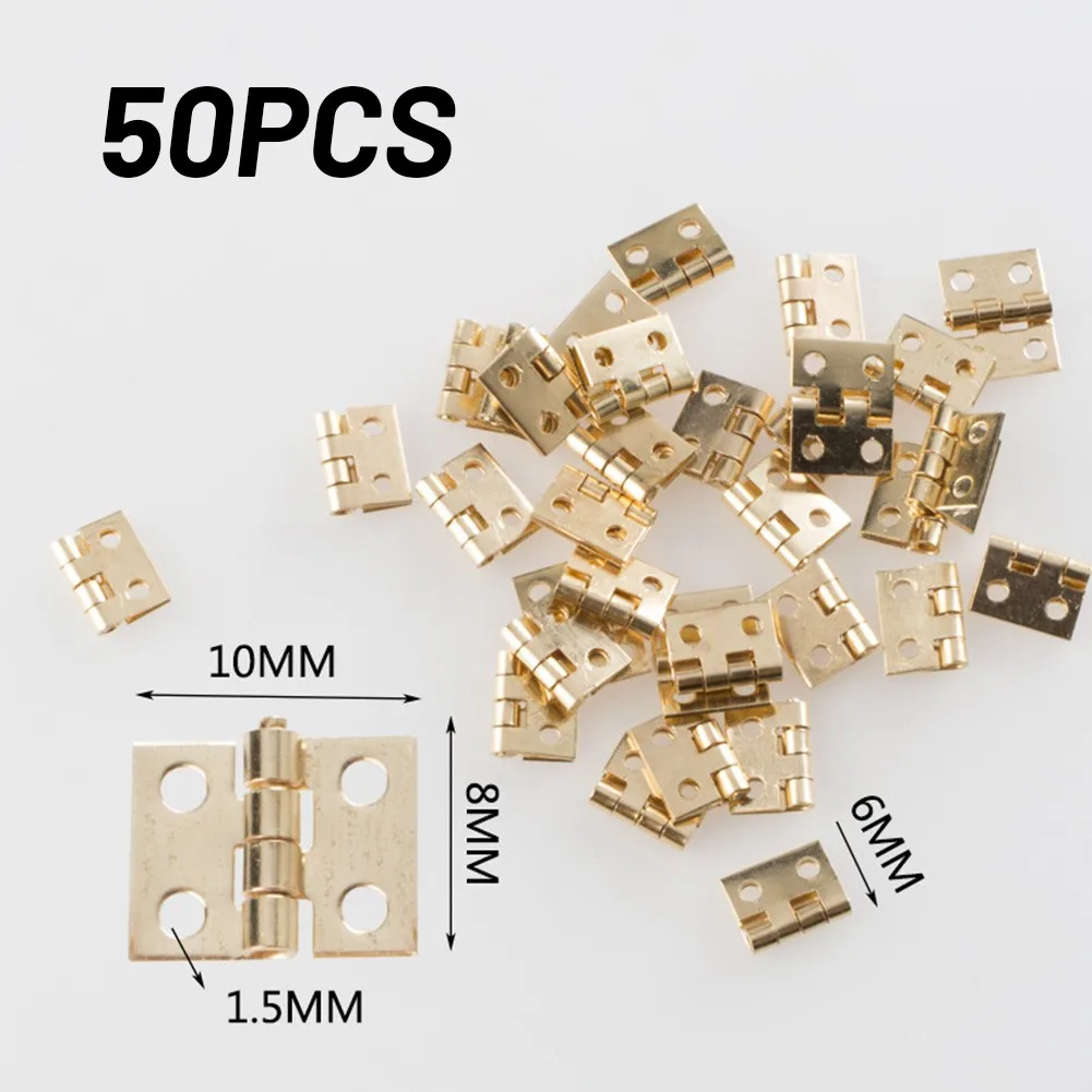 Box Hinge Hinge 50pcs Brass Fitttings For Craft Door Box Hot Sale Replacement Spare Parts Useful 50X 50pc 8*10mm