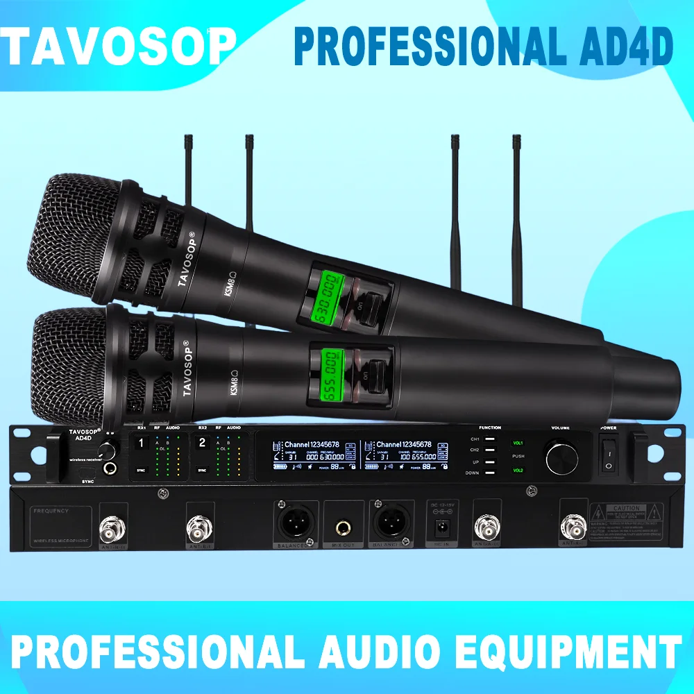 TAVOSOP TAVOSOP AD4D Professionnel UHF 2 Channel Wireless Microphone System with KSM8 Microphone for DJ Karaoke Stage Home KTV Party - Aliexpress Deal