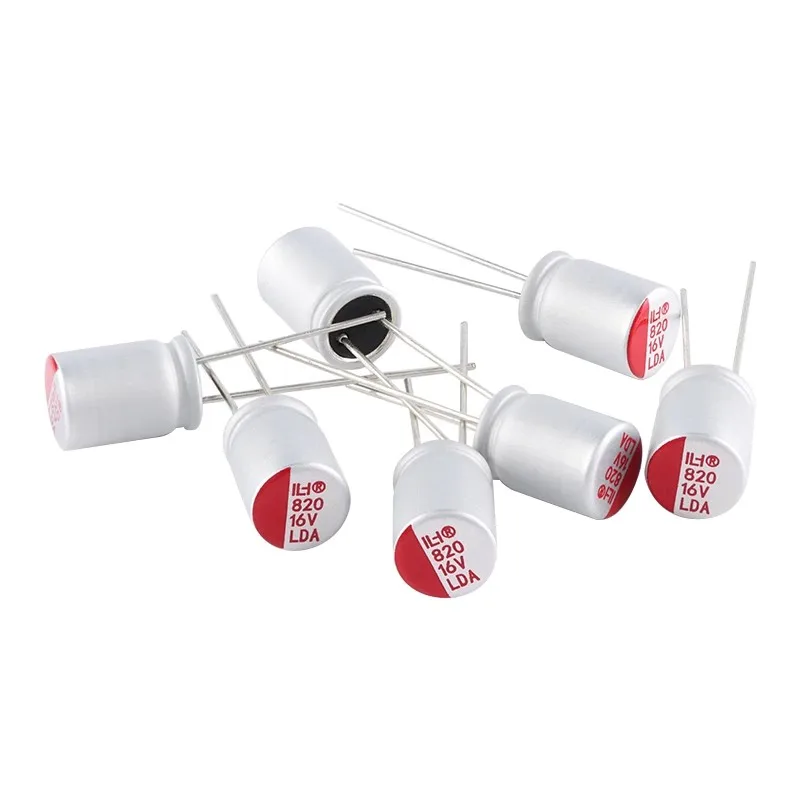 Direct insertion solid-state aluminum electrolytic capacitor 820uF ± 20% 16V plug-in, 8 * 12mm