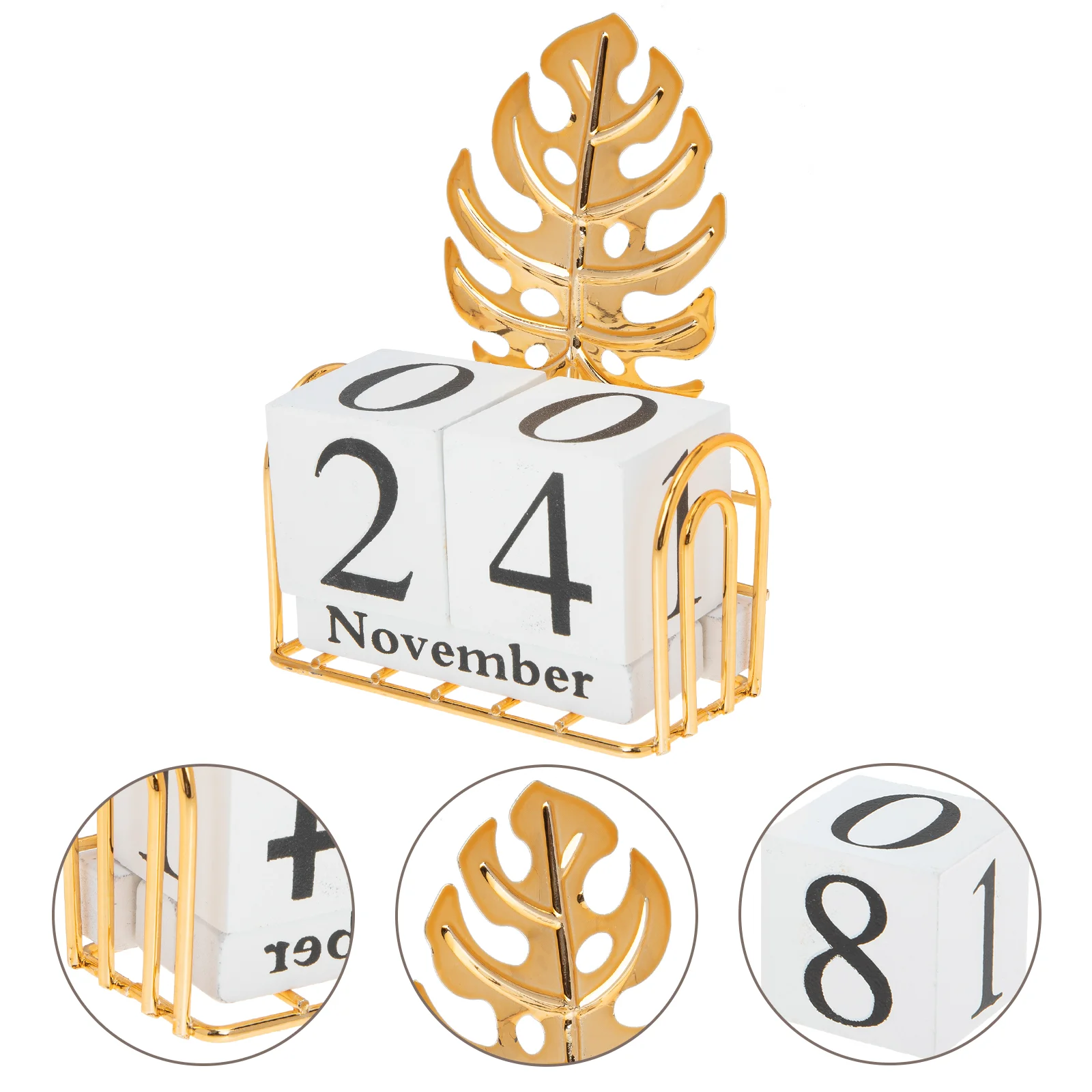 Imagem -06 - Calendário Decoração Casa Bloco de Madeira Quadrado Criativo Menina Metal Tijolo Tartaruga Folha Mesa Perpétuo Criança