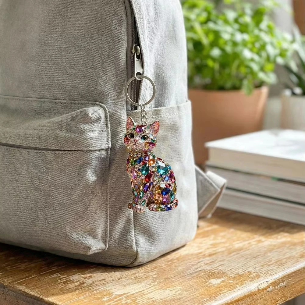 Shaped Key Chain Rhinestone Key Ring Charm Rhinestone Key Chain Sturdy For Graduation Keys Bags