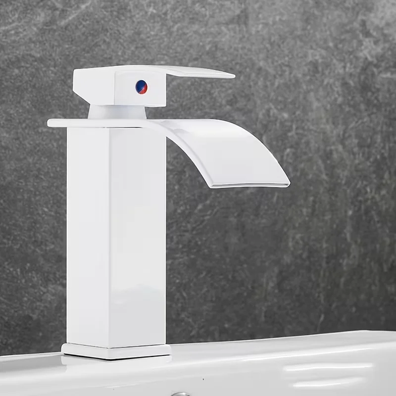 Pure White Waterfall Faucet for Home Use, Bathroom Basin Tap, Hot And Cold Water Sink Faucet