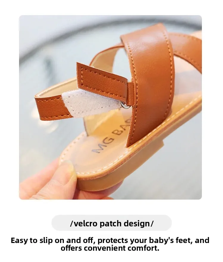 2026 Sommer-Sandalen für Babymädchen und Kleinkinder, Strand-Schuhe mit Kreuzriemen, Modische Kinder-Flachsandalen mit Offener Spitze im Gladiator-Stil – Detail 4