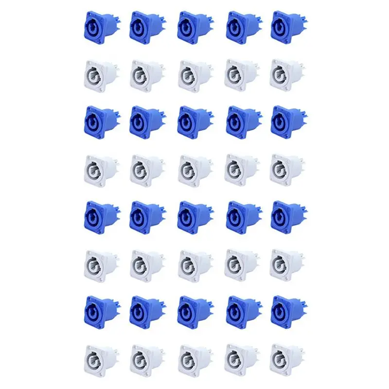 

LICE-40Pcs 3 PIN 20A 250V AC Powercon Connector Socket NAC3MPA-1 NAC3MPB-1 Output Connector Blue And Grey White