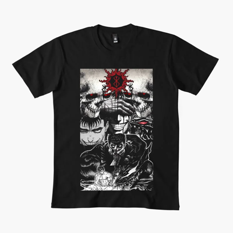 

0325 Guts Berserk Japanese Anime Gift t shirt 100% cotton print clothing Swordsman Manga Graphic Tee Y2K clothes Large size Tops