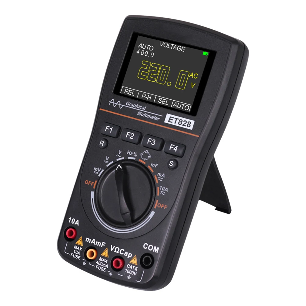 1MHz Oscilloscope Digital Oscilloscope Waveform Parameter Settings 500mA Double Fuse for auto Range Multimeter Data Storage 100