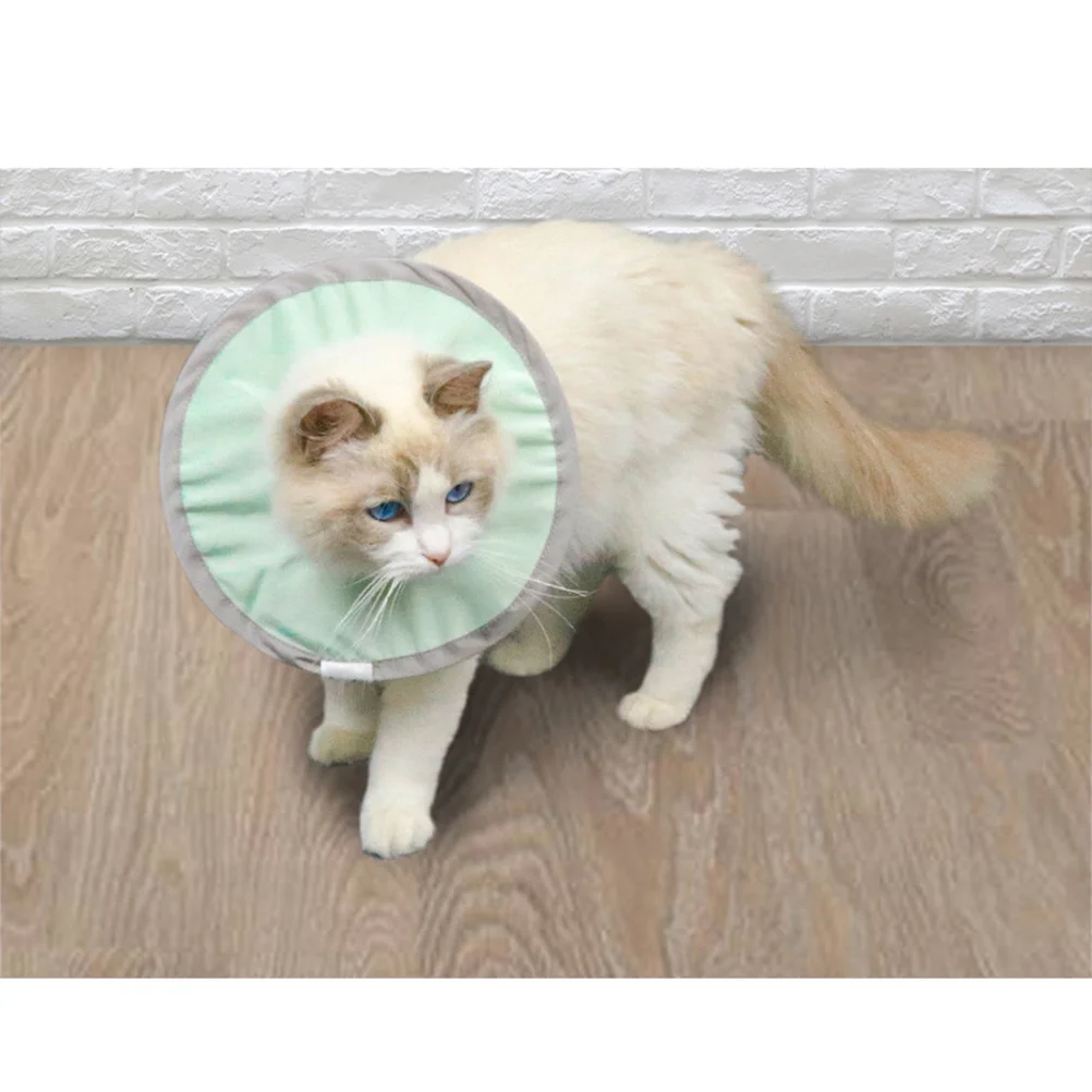 

1Pcs Waterproof Cat Recovery Collar Lightweight Soft Durable Nylon Adjustable Protective Elizabethan Cat Collar Green Size M