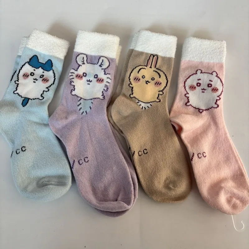 

Аниме-носки Chiikawa Usagi Hachiware Momonga: милые, до середины икры, мультяшные, кавайные, хлопковые, 2026, удобные, зимние, теплые, для сна