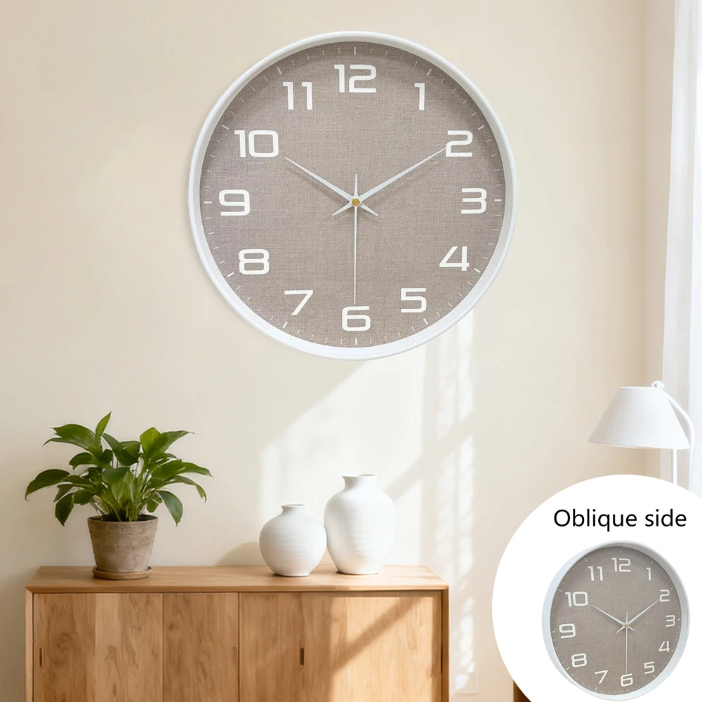 1PC Classic Round Wall Clock Loudspeaker Mute Large Numerals Clear Read Clock for Home Office Living Room Decor Nordic Style
