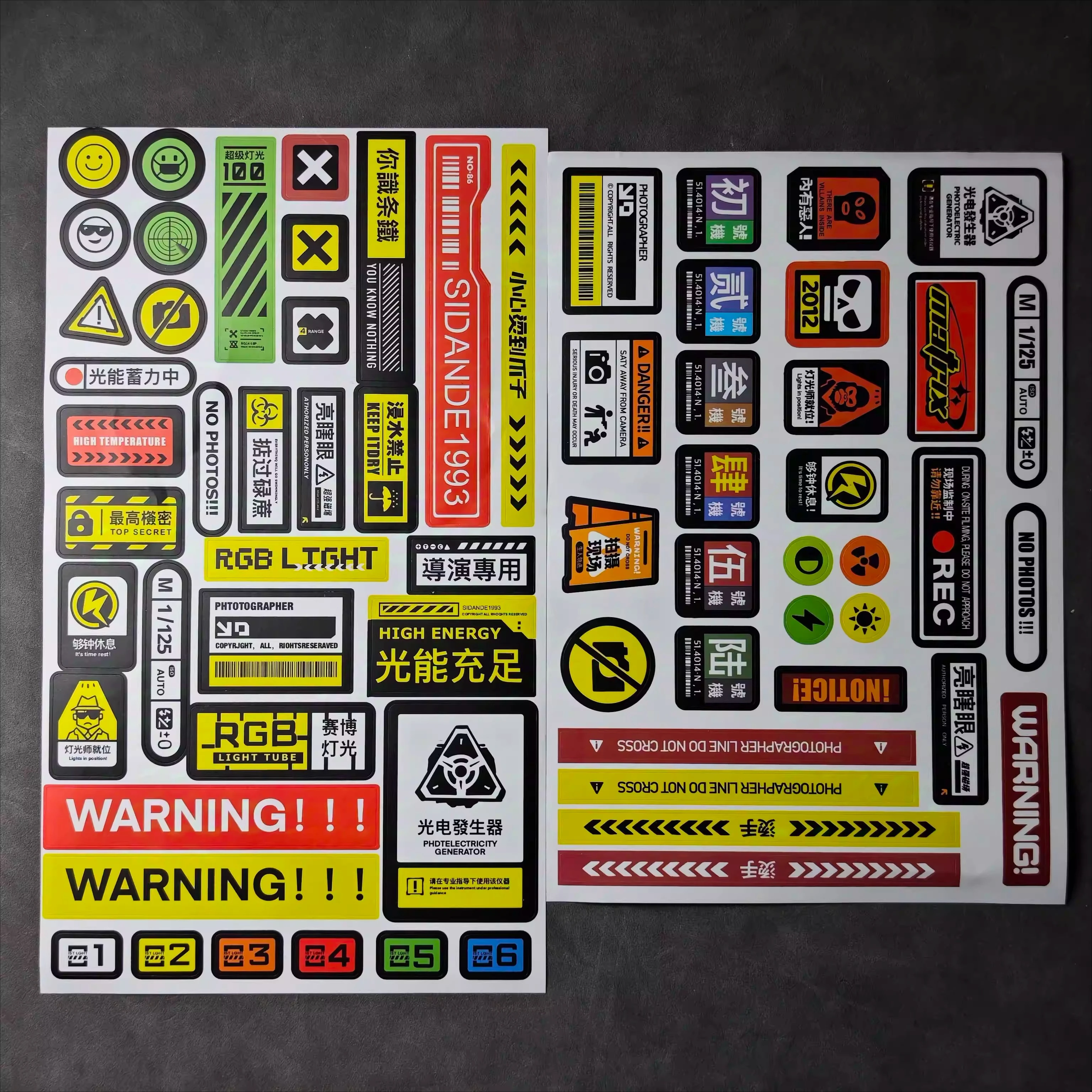 

67 Pcs Cyberpunk Mechanical Moto Sticker Diy Chinese English Label Decal Off Road Car Decoration Luggage Box Helmet Sticker