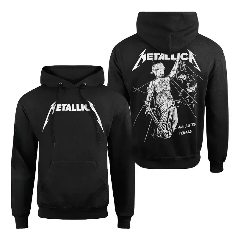 Autumn-winter Metallica Rock Band Dark-themed American High Street Hooded Sweatshirt for Men Women's Hooded Harajuku Y2K