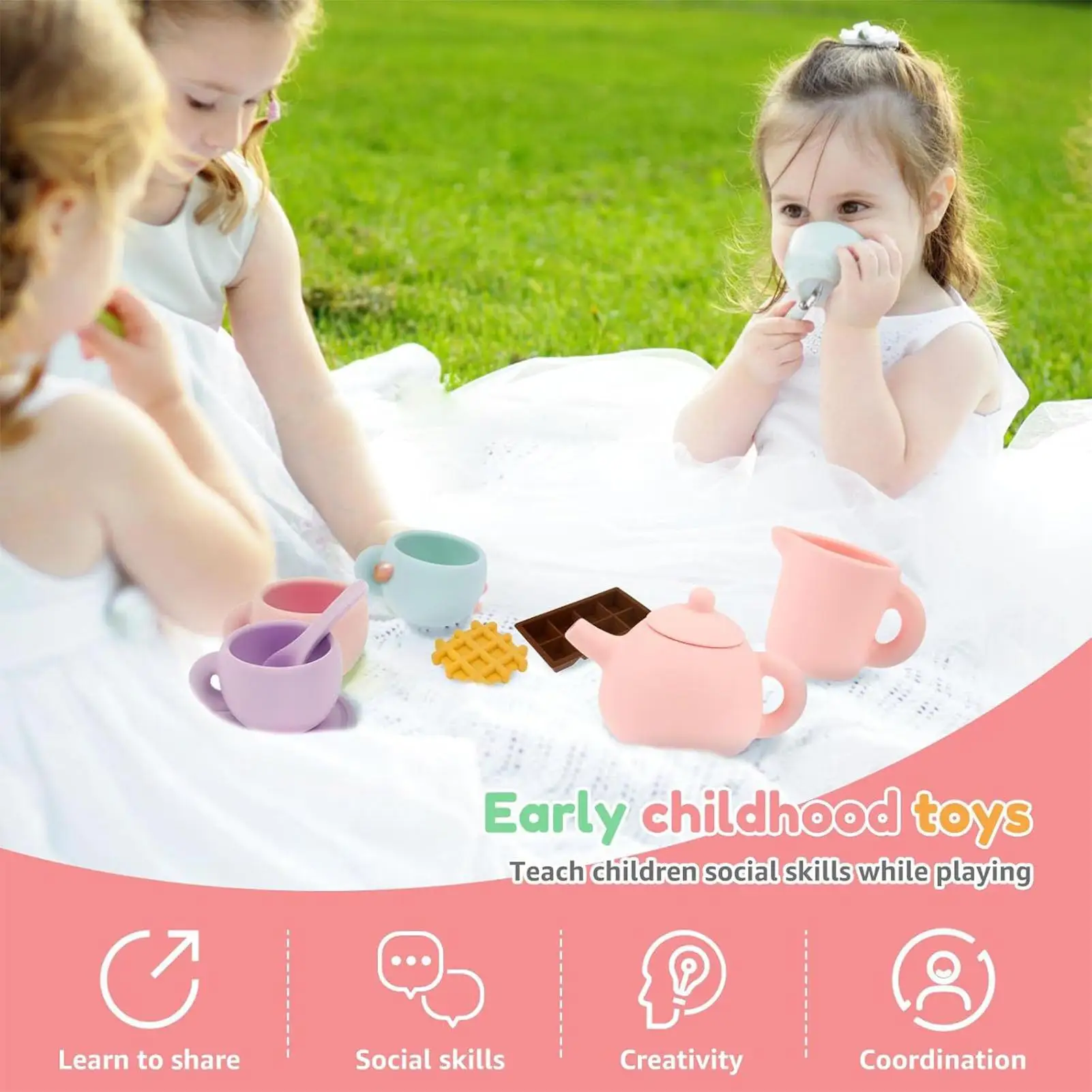 Kinderen Siliconen Peuter Speelgoed Theekop Set Educatief Rollenspel Voor Meisjes Jongens Geschenken Siliconen BPA Gratis Voor Kinderkeuken