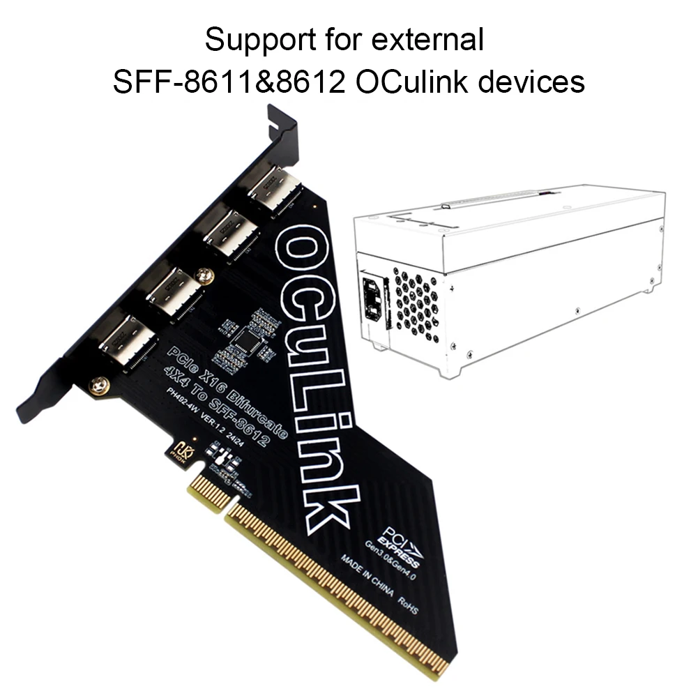 PCIe X16 ถึง SFF 8611 และ 8612 อะแดปเตอร์การ์ด PCI Express PCI-E X16 SSD แปลงการ์ด PCIe OCuLink SFF-8612 อะแดปเตอร์การ์ดขยายการ์ด