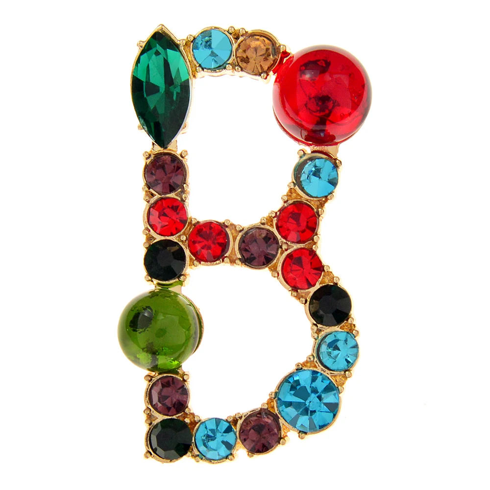 CINDY XIANG 26 Letters Rhinestone Alphabet Brooch Letter Pin Colorful Design Fashion Jewelry ABC Pin High Qulaity Winter Gift