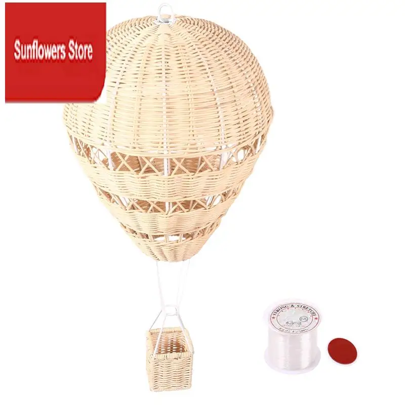 ABRM-Hand-Woven Rattan Hot Air Balloon Children's Room Wall Decoration Bohemian Nursery Decoration Photo Props
