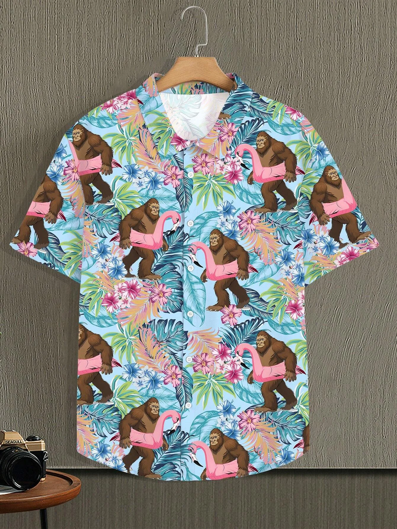 Camicie da uomo Hawaii Purple Beach Gorilla Graphic Shirt 2024 Summer New Hawaiian Turndown Button manica corta Fashion Street