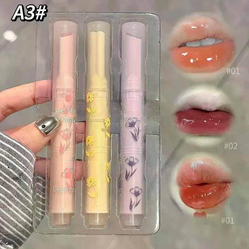 Gege bear Lip Glaze Mirror Glitter Lip Tint Long Lasting Moisturising Love Heart Shape Solid Lipstick Pen Lips Makeup Cosmetic