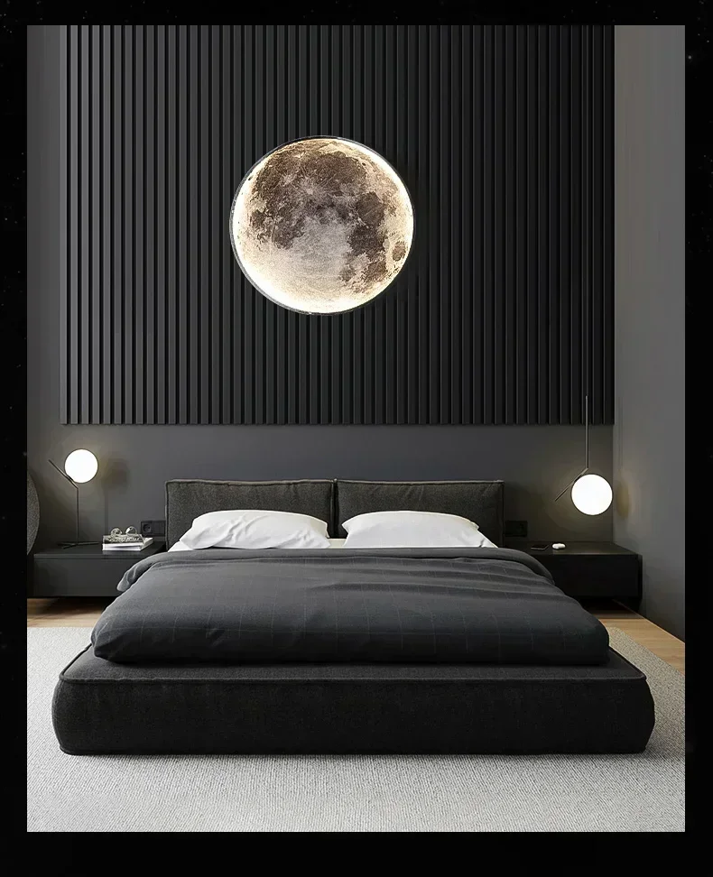 Modern Moon Led Wall Lamp Creative Mural Living Room Background Wall Bedside Wall Light Decoration Lamp Minimalist Art