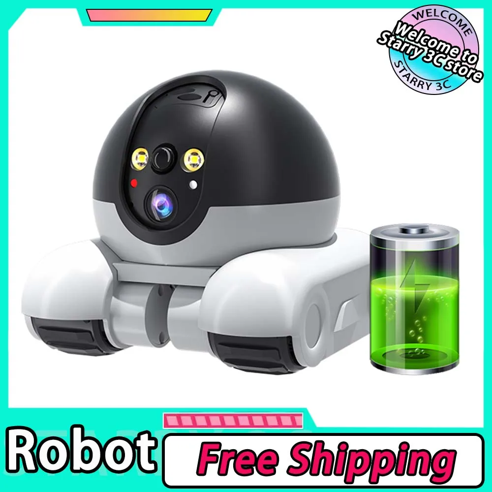 Dual Lens Robot Camera Dual Screen Monitoring All-Around Viewing Long Battery Life Baby Pet Monitor Mobile Walking Camera Home