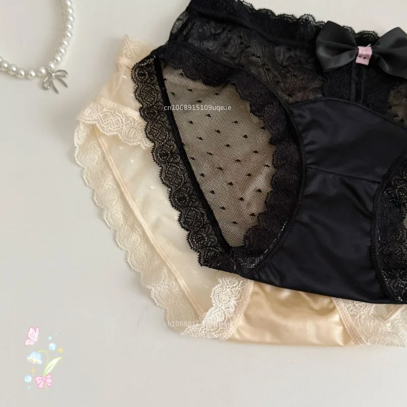 얇은 속옷 여성 새틴 섹시한 팬티 메쉬 부드러운 레이스 Ropa Interior Femenina 항균 란제리 소녀 Ropa Interioir Mujer