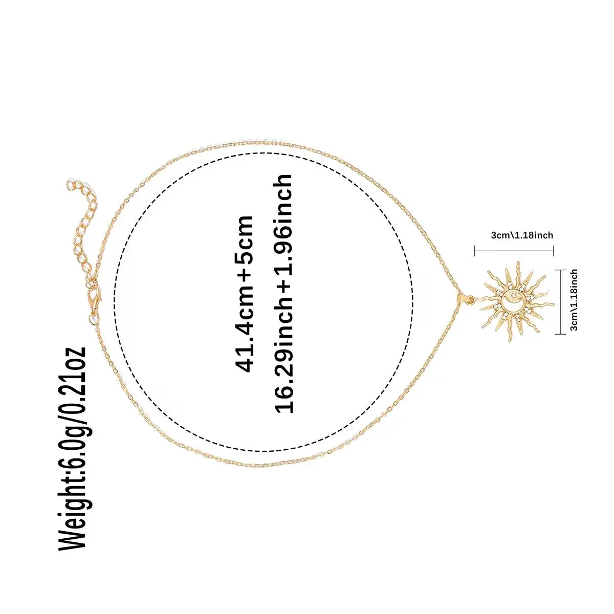 2026 Shining Rhinestone Unique Design Sun Star Moon Three In One Pendant Necklace Retro Women's Daily Versatile Party Jewelry