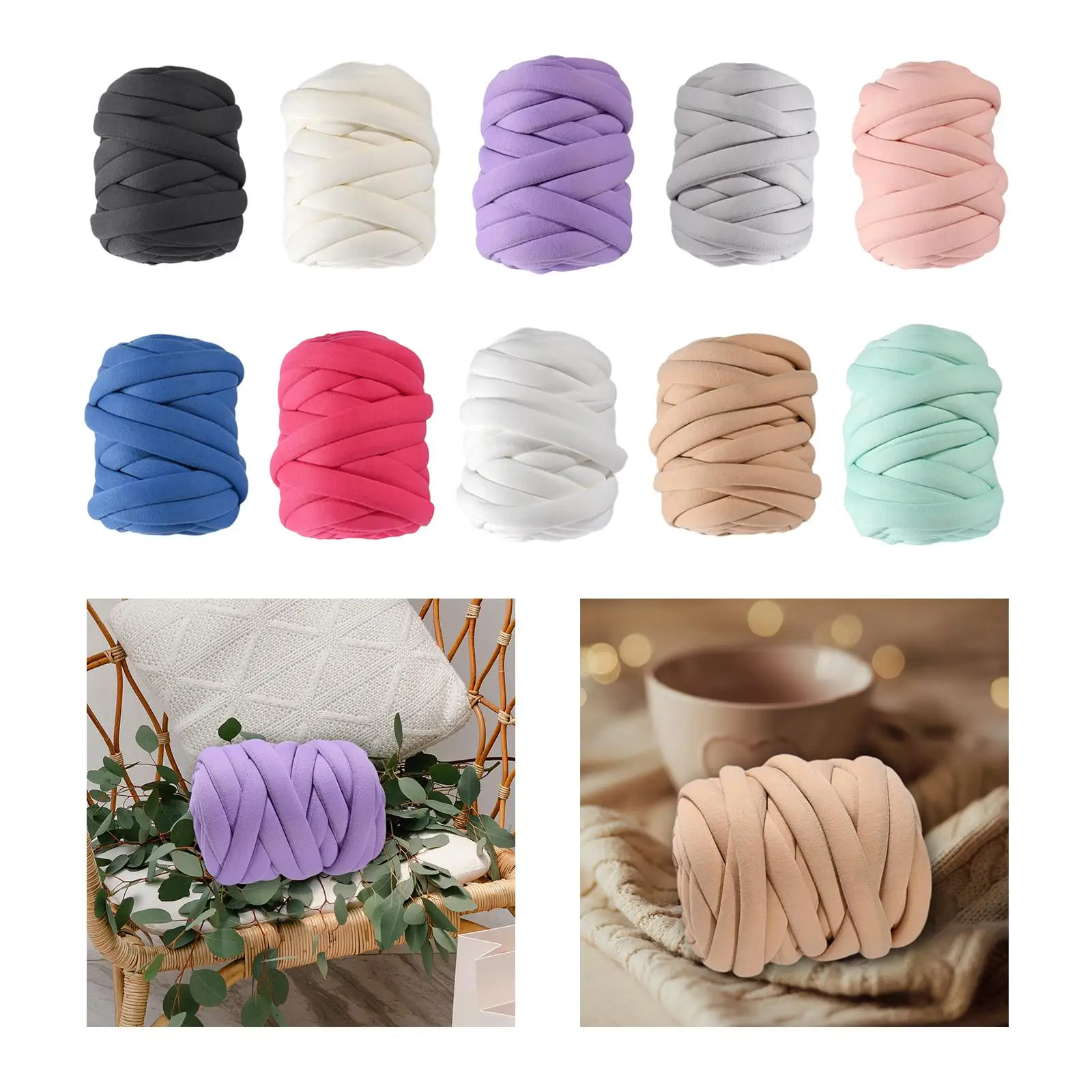 0.55lbs Chunky เส้นด้ายสําหรับถักแขน Roving DIY โยนหมอนนิ้วมือสาน