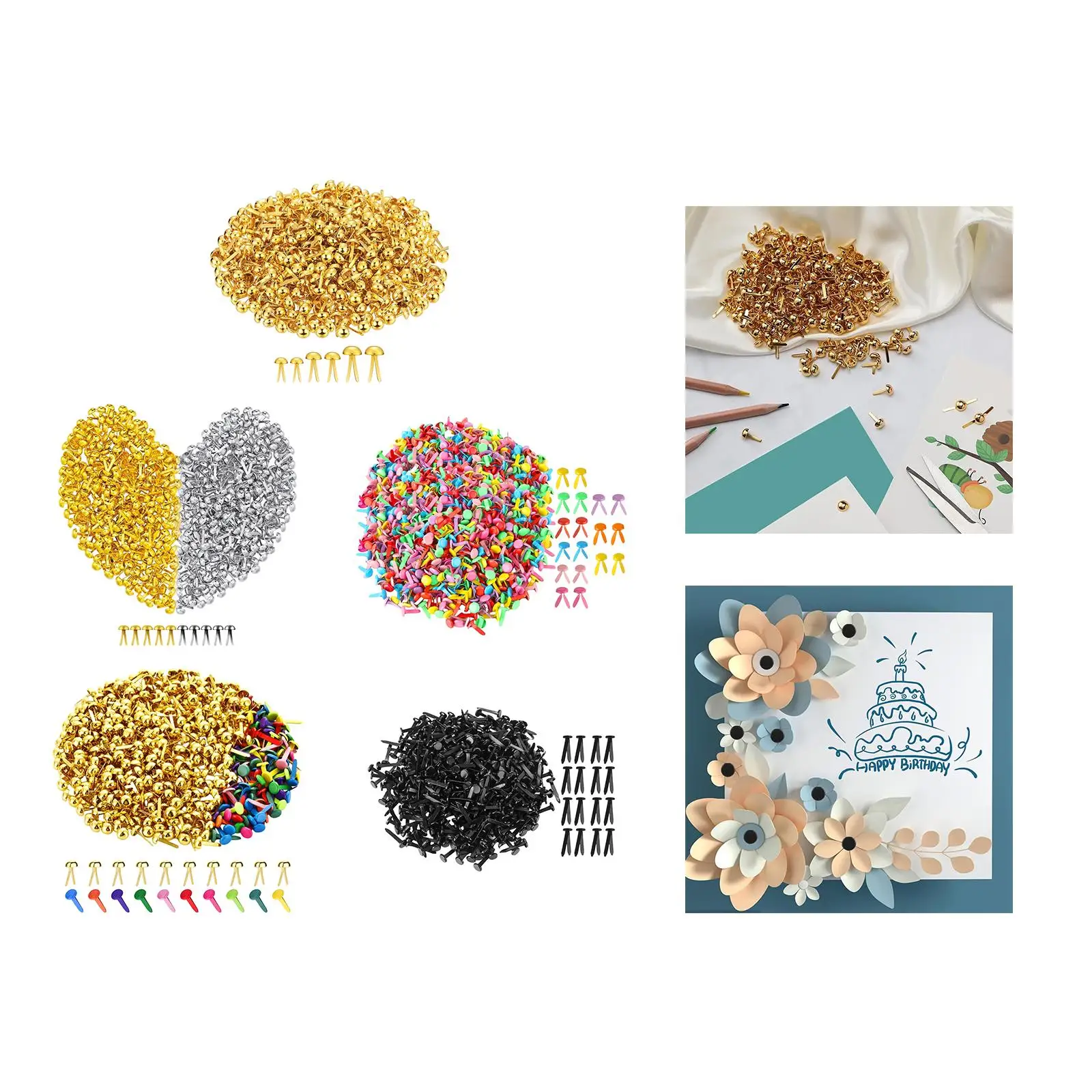 Mini Paper Fasteners Plated Split Pin Brads Craft Supplies for Creating School DIY Cards