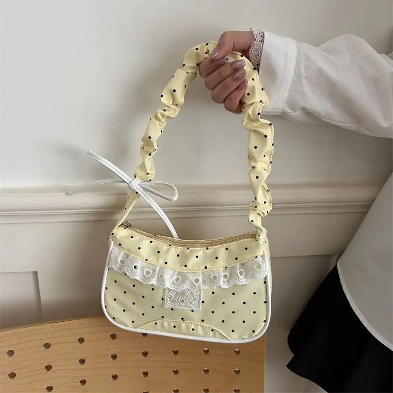 New Polka dot girl bag new fashionable trendy women's bag casual commuting shoulder bag underarm Pouch Sweet Girl Tote Handbag