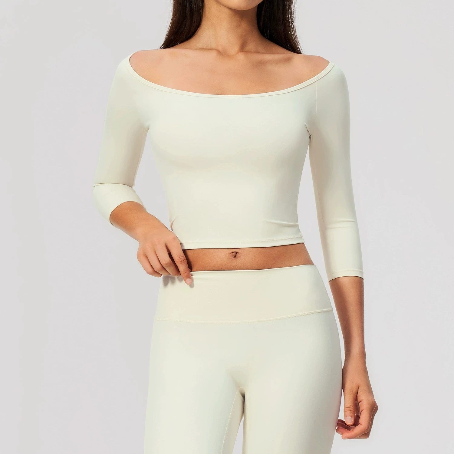 Slim Yoga Short Sleeve Women's Breathable Fitness Sports T-Shirt Gym Workout Shirts Female Solid Color 3/4 Sleeve Crop Yoga Top