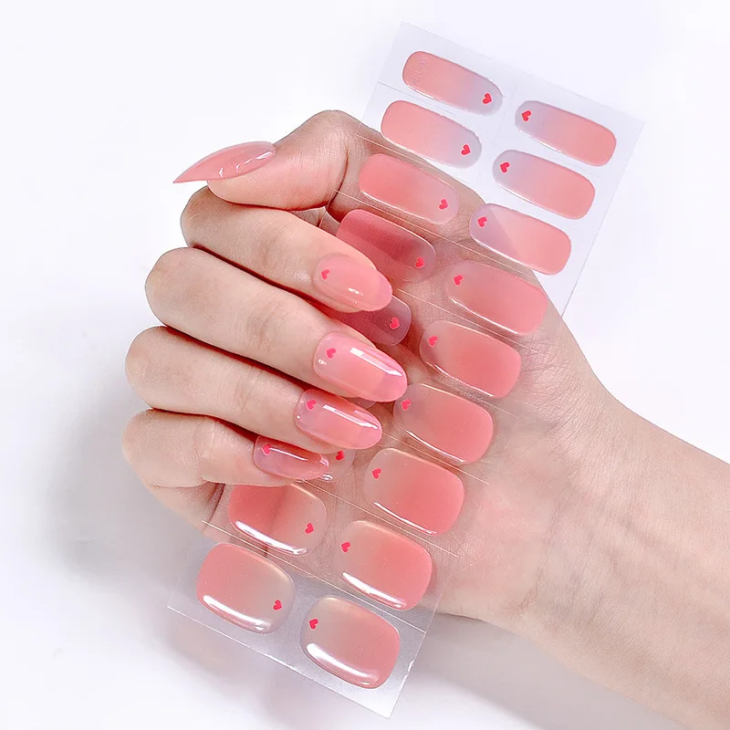 Gel semi-durci nude pour ongles, autocollant pour ongles, curseur adhésif, imperméable, longue durée, couverture complète Aurora, lampe UV nécessaire, 2023