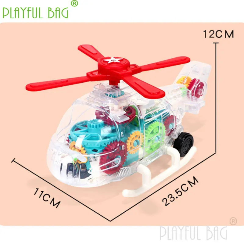 Christmas Gift New Electric Universal Transparent Gear Helicopter Light Music Model Children\'s Toys Interaction Time VD101