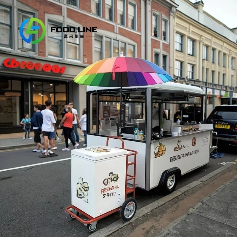 Customized Europe Standard Mobile Street Ice Cream Vending Cart Built-In Freezer Commercial Outdoor Ice Cream Selling Equipment
