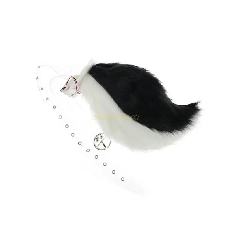 

31BF Electric Anime Headband Furry Wagging Tail Rabbit Ears Carnivals Party Toy