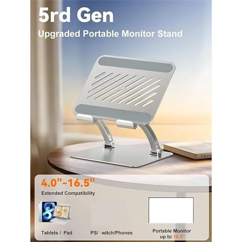 Efficient Tablet Laptop Universal Monitor Stand Foldable Tablet Holder Dual Rod Adjustable Desktop Stand