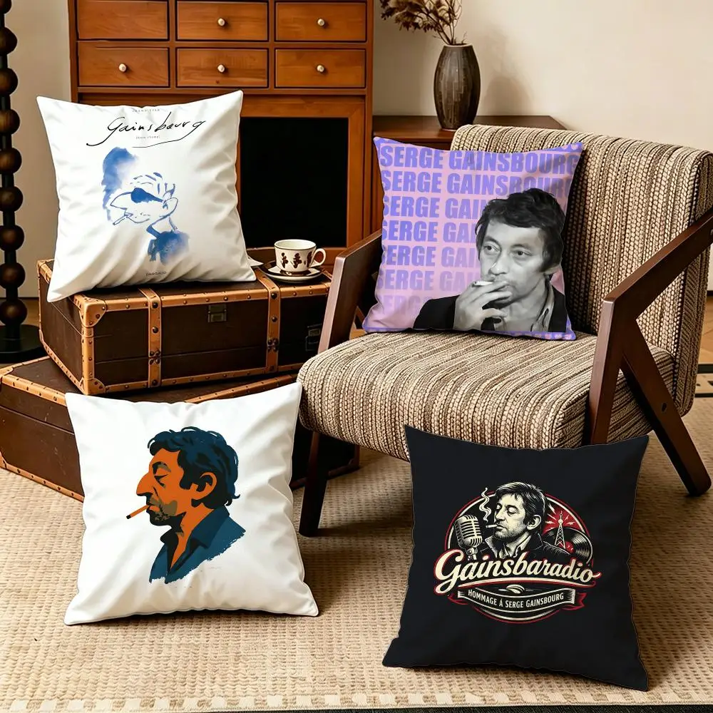 Celebrity-Serge GainsbourgS Cushion Cover Soft Velvet Cushion Cover Set 4Pcs 50x50 45x45 Zipper Pillowcase for Home Decor