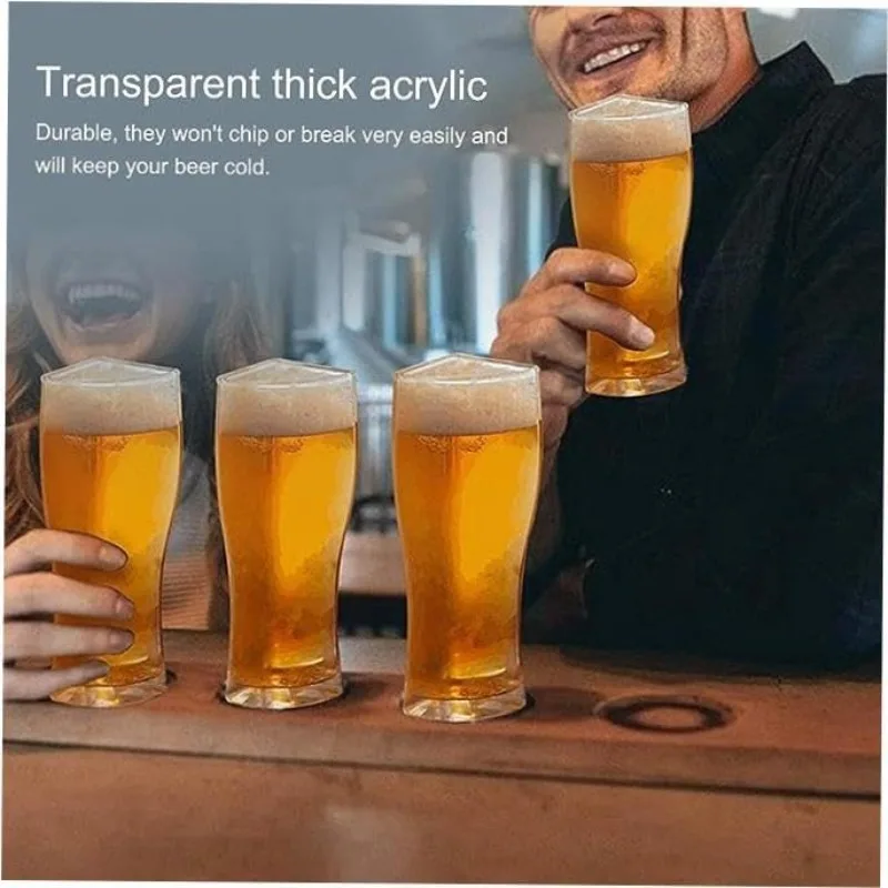 Party-Perfect Acrylic Beer Mug Set Transparent Durable Bar Accessories Must-Have Party Supplies for Refreshing Beverages