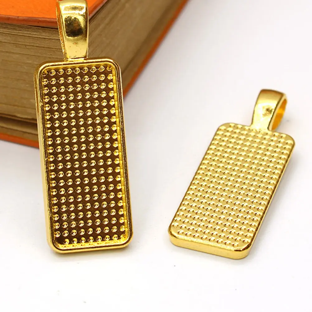 

1 set Rectangle Bezel 10X25mm DIY Jewelry Supplies Blank Pendant Trays Diy Pendant Trays Golden Color Accessories